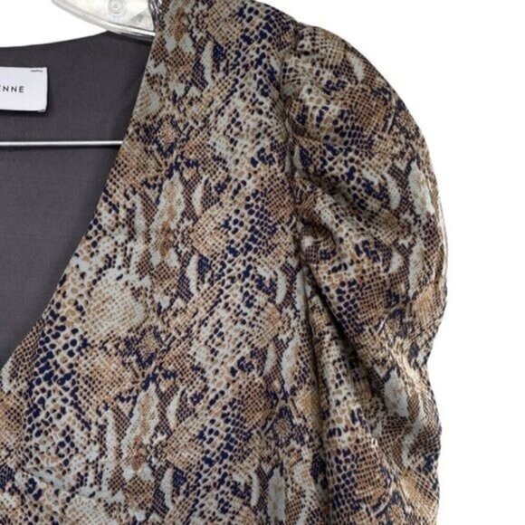 Adrienne Snakeskin Print Puff Balloon Sleeve Blouse Mobwife Top - Picture 4 of 10